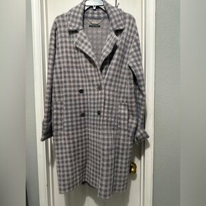 Elie Tahari Gray and blush pink Checkered Coat size M